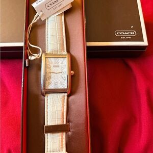 Coach Ivory Croc-Embossed Strap Watch